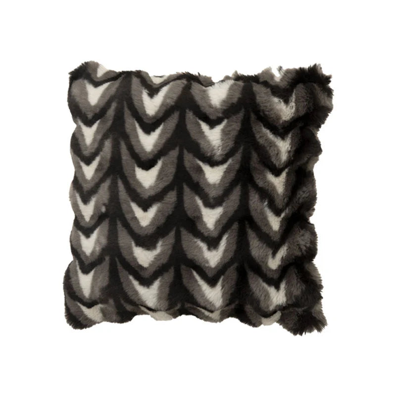 Square Decorative Pillow Plush Faux Fur Concealed Zipper