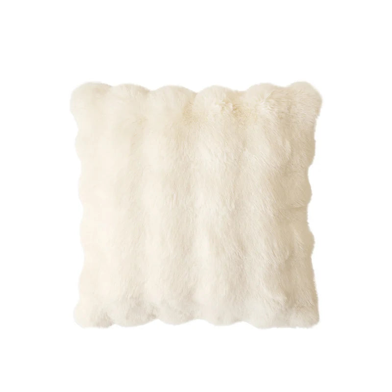 Square Decorative Pillow Plush Faux Fur Concealed Zipper