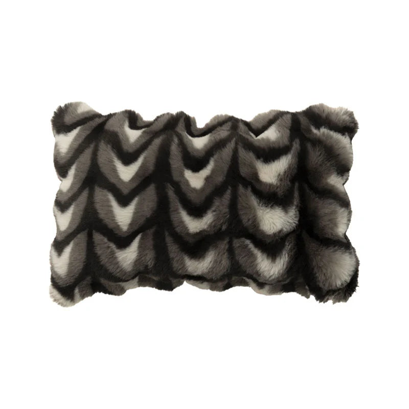 Square Decorative Pillow Plush Faux Fur Concealed Zipper