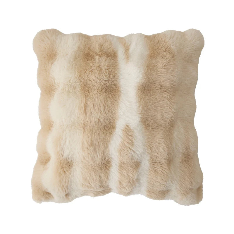 Square Decorative Pillow Plush Faux Fur Concealed Zipper