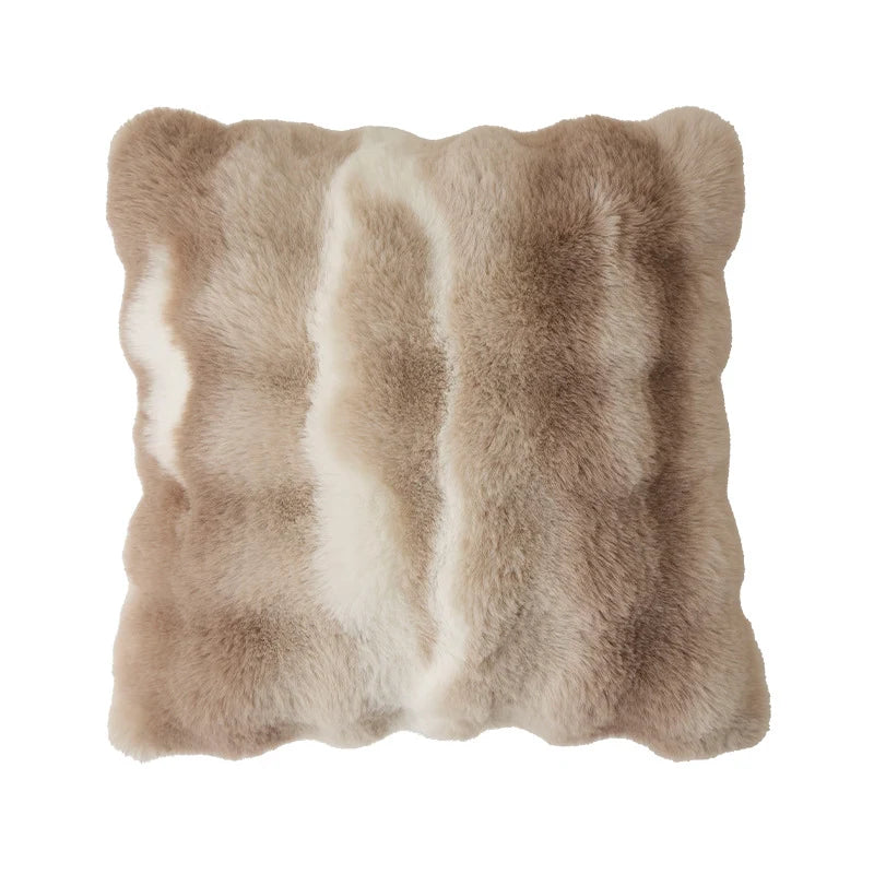 Square Decorative Pillow Plush Faux Fur Concealed Zipper