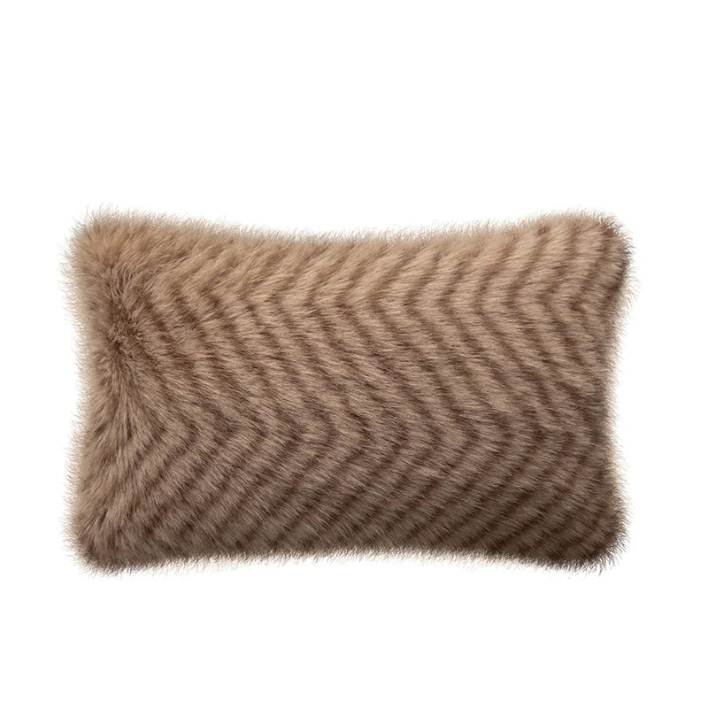 Square Decorative Pillow Plush Faux Fur Concealed Zipper