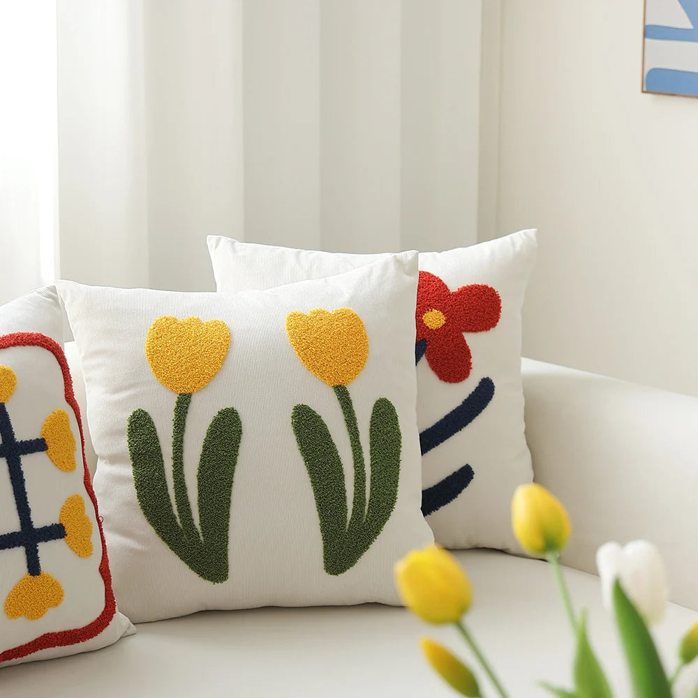 Square Pillow Cover 18x18 Hand-Tufted Corduroy