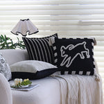 Square Pillow Cover 18x18in Cotton-Linen Geometric Relief