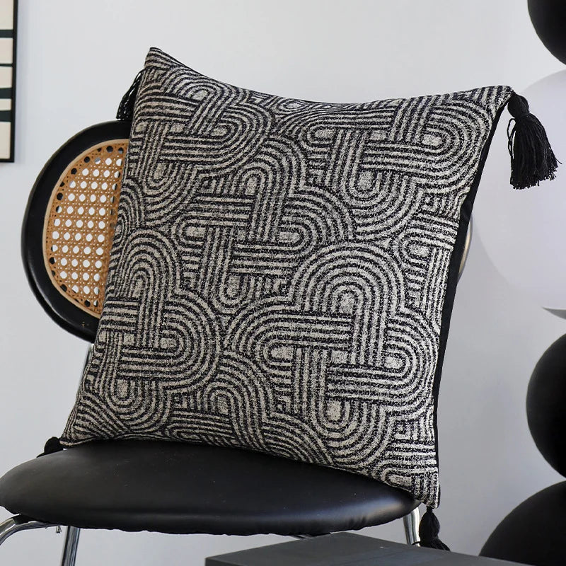 Square Pillow Cover Bouclé Geometric Relief Concealed Zipper