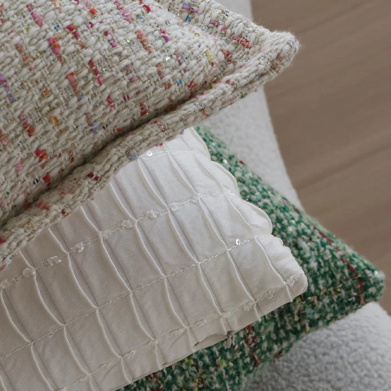 Square Pillow Cover Boucle Tweed 18x18 Hidden Zipper