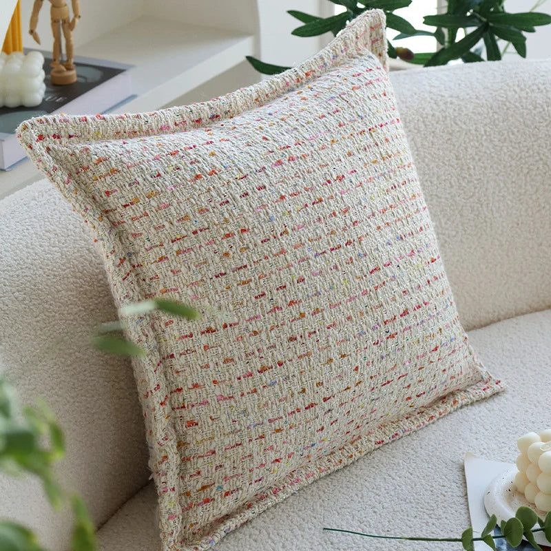 Square Pillow Cover Boucle Tweed 18x18 Hidden Zipper