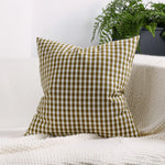 Square Pillow Cover Cotton-Linen Gingham Hidden Zipper