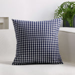 Square Pillow Cover Cotton-Linen Gingham Hidden Zipper