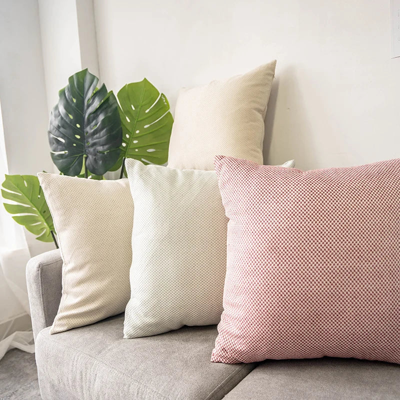 Square Pillow Cover Cotton-Linen Micro Dot Texture Concealed Zipper