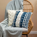 Square Pillow Cover Crocheted Appliques & Raised Tufting