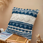 Square Pillow Cover Crocheted Appliques & Raised Tufting