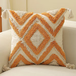 Square Pillow Cover Hand-Tufted Cotton Blend & Hidden Zipper