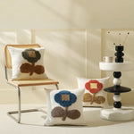 Square Pillow Cover Hand-Tufted Floral Chenille Linen-Look 18x18 In