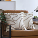 Square Pillow Cover Hand-Tufted Loop Linen-Look Concealed Zipper 18x18
