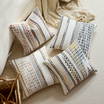 Square Pillow Cover Handwoven Cotton Tufted Stripes