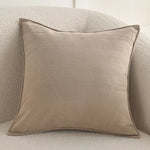 Square Pillow Cover Herringbone Texture Piped Trim Hidden Zipper