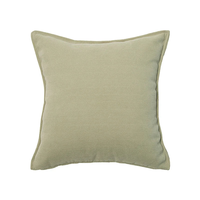 Square Pillow Cover Herringbone Texture Piped Trim Hidden Zipper