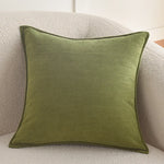 Square Pillow Cover Herringbone Texture Piped Trim Hidden Zipper