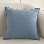 Square Pillow Cover Herringbone Texture Piped Trim Hidden Zipper