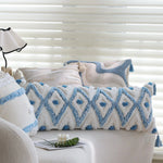 Square Pillow Cover Linen-Look Cotton Relief Tufting & Tassels