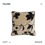 Square Pillow Cover Linen-Look Embroidered Bamboo Piped Edge 18x18