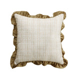 Square Pillow Cover Linen-Look Ruffled Edge Zippered 18x18