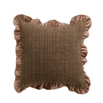 Square Pillow Cover Linen-Look Ruffled Edge Zippered 18x18