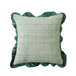Square Pillow Cover Linen-Look Ruffled Edge Zippered 18x18