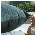 Square Pillow Cover Quilted Herringbone Cotton-Blend Hidden Zipper