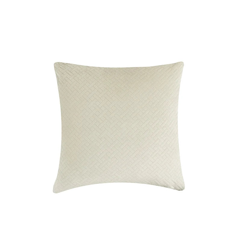 Square Pillow Cover Quilted Herringbone Cotton-Blend Hidden Zipper