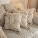 Square Pillow Cover Raised-Loop Tufted Knotted Tassels Concealed Zipper
