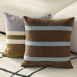 Square Pillow Cover Striped Velvet Concealed Zipper