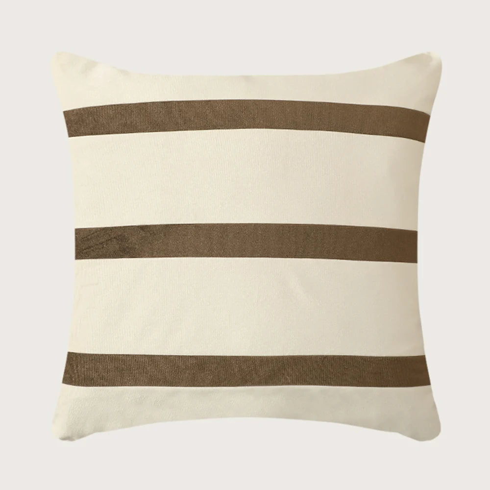 Square Pillow Cover Striped Velvet Concealed Zipper