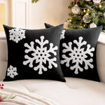 Square Pillow Cover Tufted Chenille Snowflake Hidden Zipper