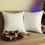 Square Pillow Cover Tufted Chenille Snowflake Hidden Zipper