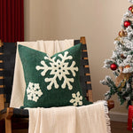 Square Pillow Cover Woven Velvet Snowflake Embroidery Tassels