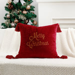 Square Pillow Cover Woven Velvet Snowflake Embroidery Tassels