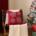 Square Pillow Cover Woven Velvet Snowflake Embroidery Tassels