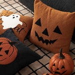 Square Pillow Embroidered Ghost Bouclé Fleece Removable Cover