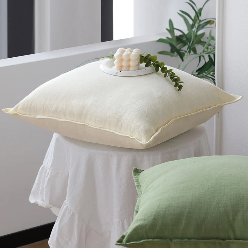 Square Pillowcase Linen-Cotton Hidden Zipper 18x18