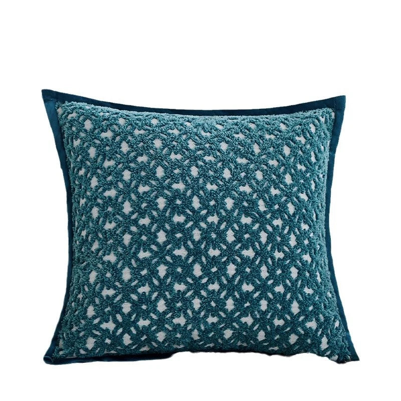 Square Sofa Pillow Cover Plush Chenille Zipper Closure