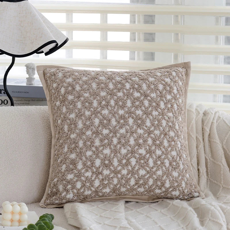 Square Sofa Pillow Cover Plush Chenille Zipper Closure