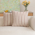 Square Throw Pillow Cover Cotton-Linen Vertical Stripe