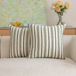 Square Throw Pillow Cover Cotton-Linen Vertical Stripe