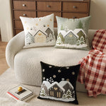 Square Throw Pillow Cover Embroidered Textured Plush