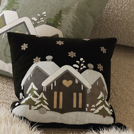 Square Throw Pillow Cover Embroidered Textured Plush