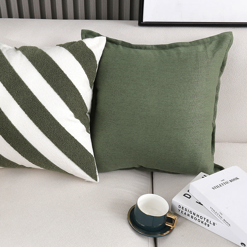 Square Throw Pillow Cover Linen-Blend Knife-Edge Hidden Zipper