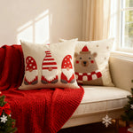 Square Throw Pillow Cover Raised Embroidery Linen-Blend Hidden Zipper