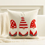 Square Throw Pillow Cover Raised Embroidery Linen-Blend Hidden Zipper